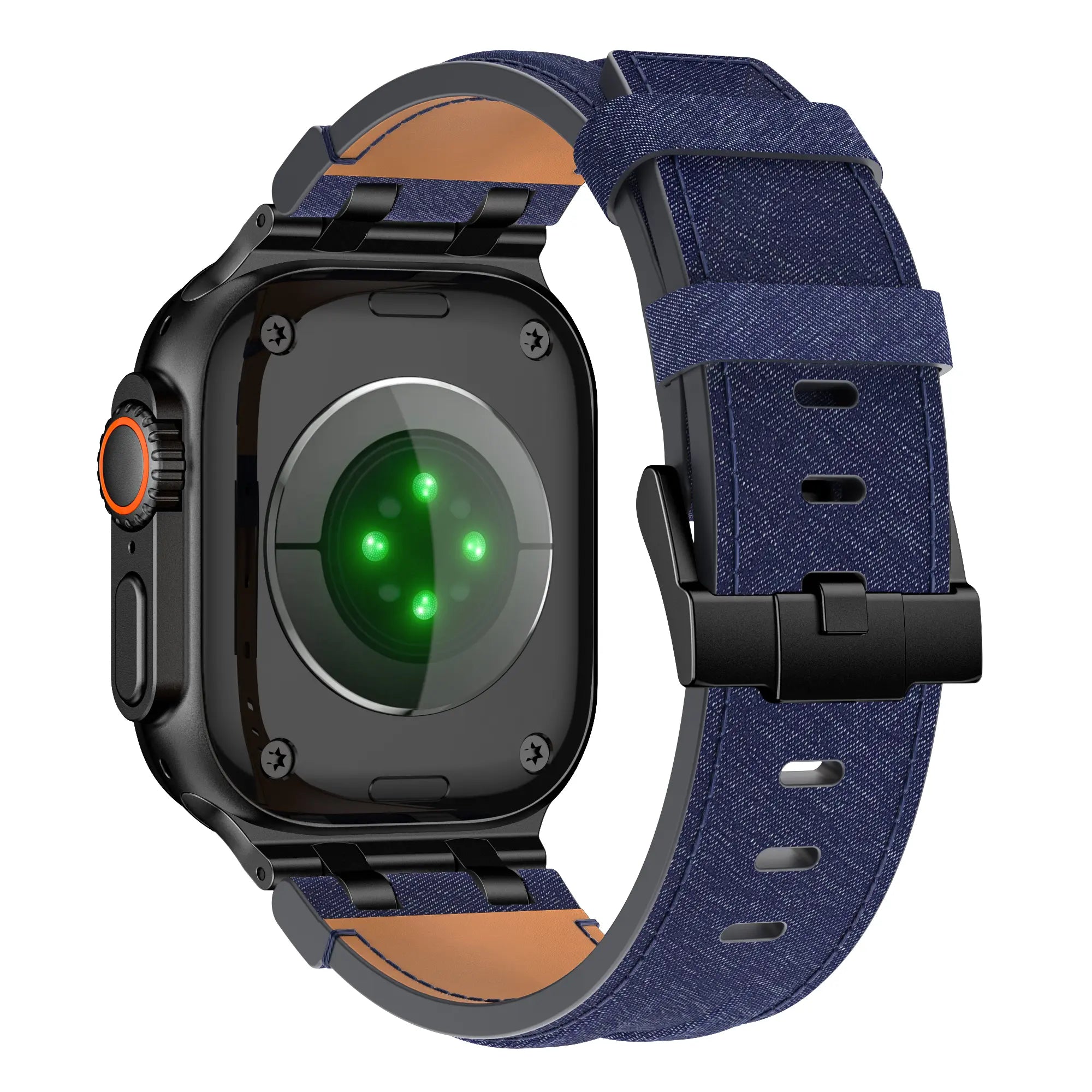 Apple Watch Denim Lederarmband (Blau/Schwarz)