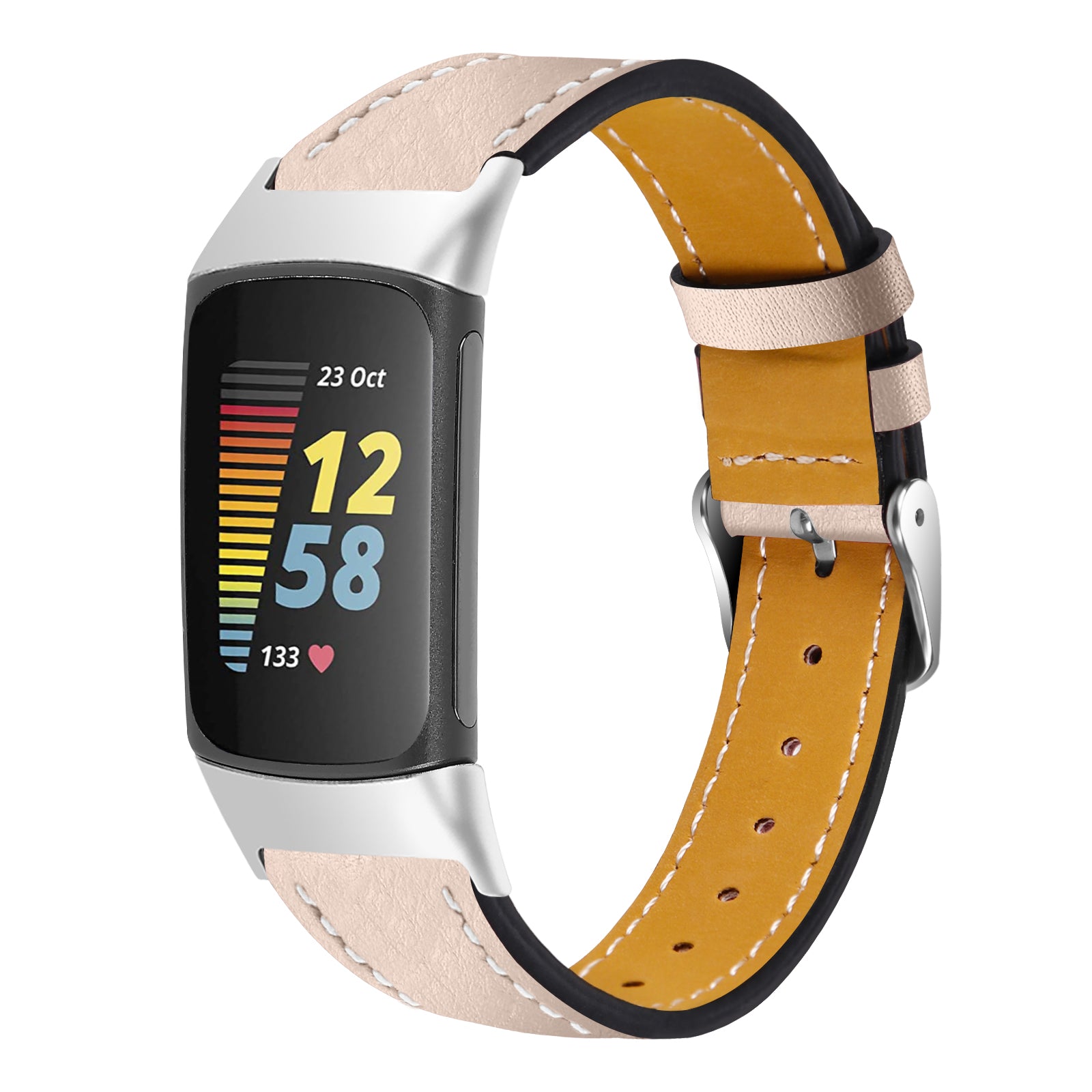 Fitbit Charge 5 Modern Lederarmband (Hellbeige)