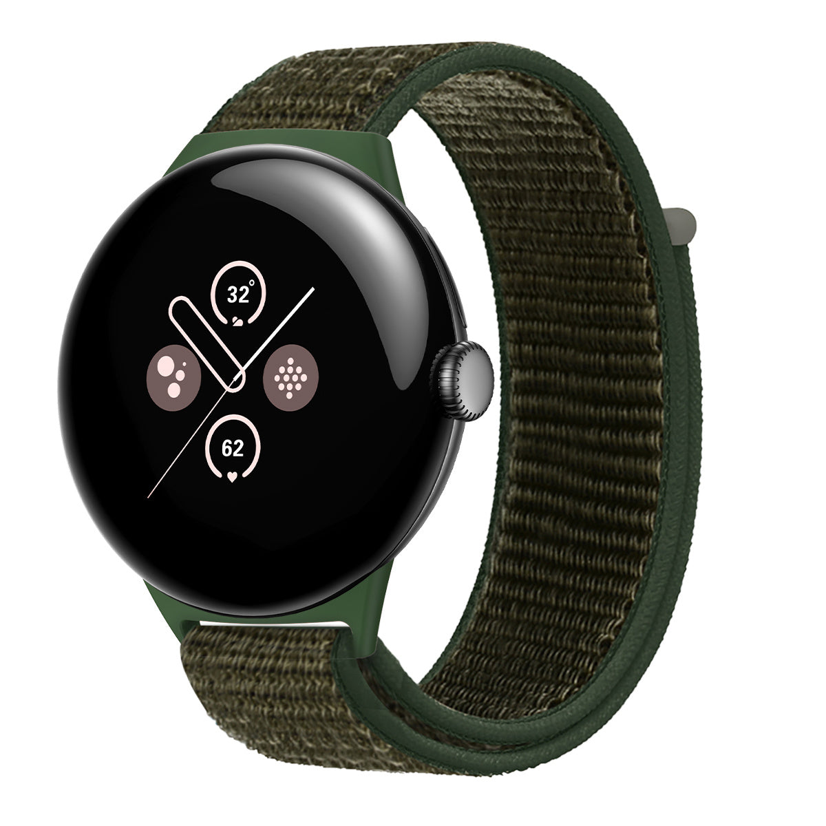 Google Pixel Watch 4 - 45mm Nylonarmband (Armee Grün)