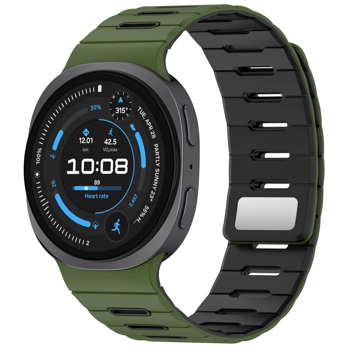 Samsung Galaxy Watch 9 - 44mm Magnetic Silicone Strap (Army Green/Black)