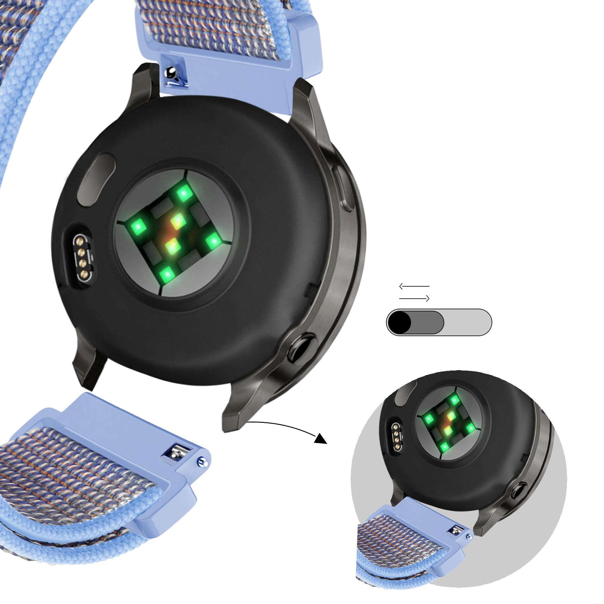 Bandz Garmin Bounce 2 Nylon Loop Strap (Azure Blue)