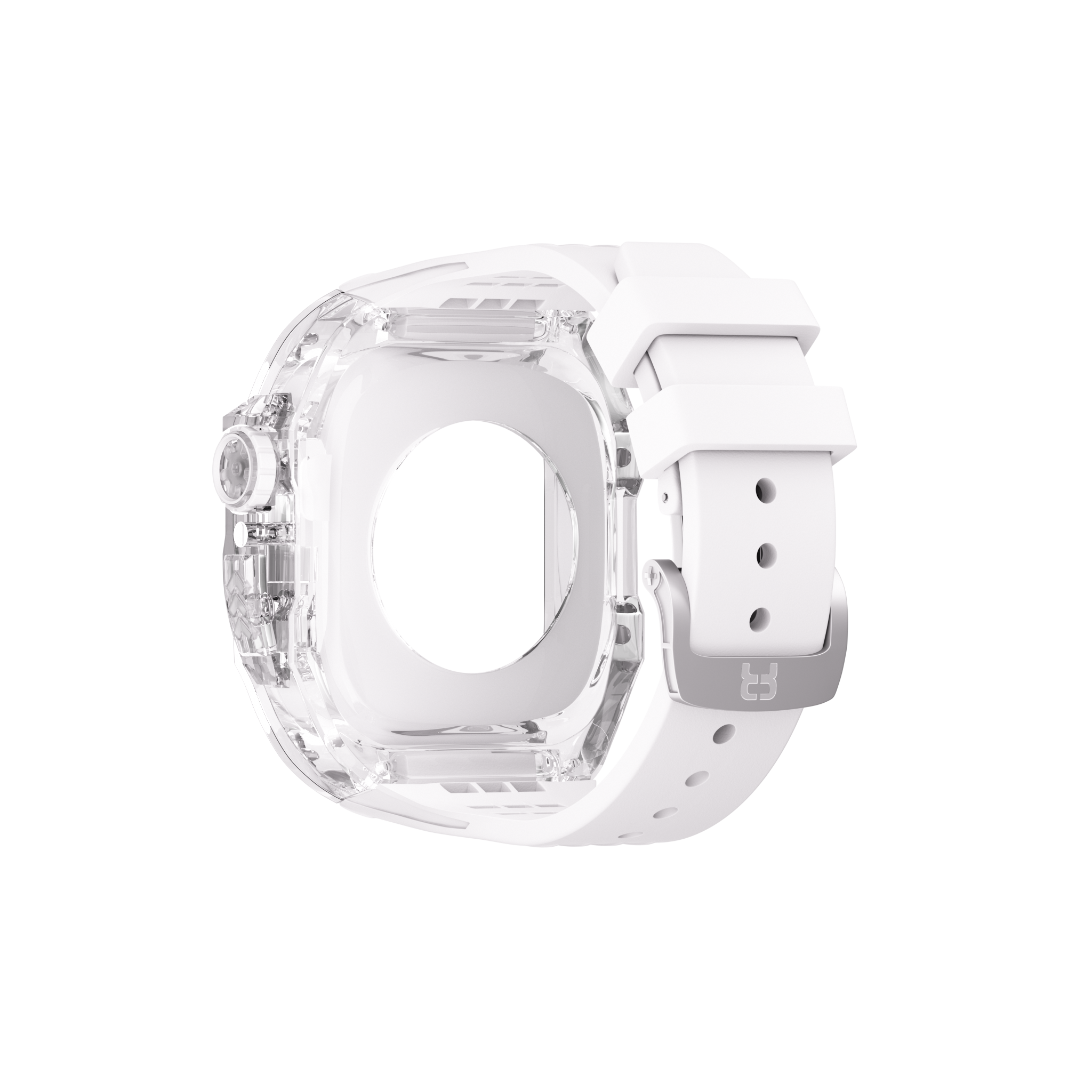 Reqior Apple Watch 45mm Polymer Hülle mit integriertem Gummi-Armband (Transparent)
