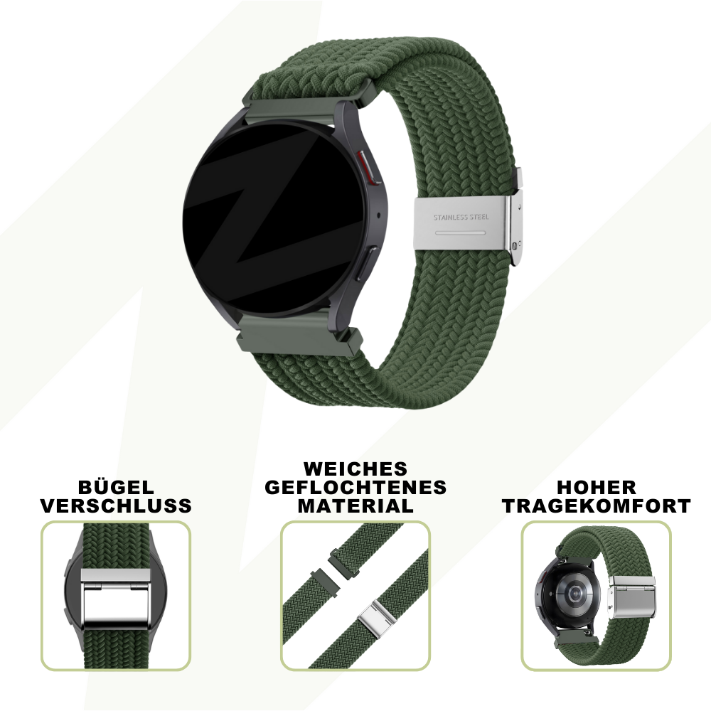 Bandz Oppo Watch X2 geflochtenes Nylonarmband (OliveGrün)