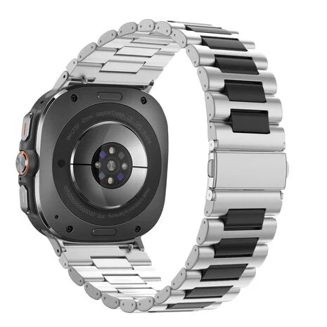 Bandz Samsung Galaxy Watch Ultra Stahlgliederband 'Deluxe' (Silber/Schwarz)