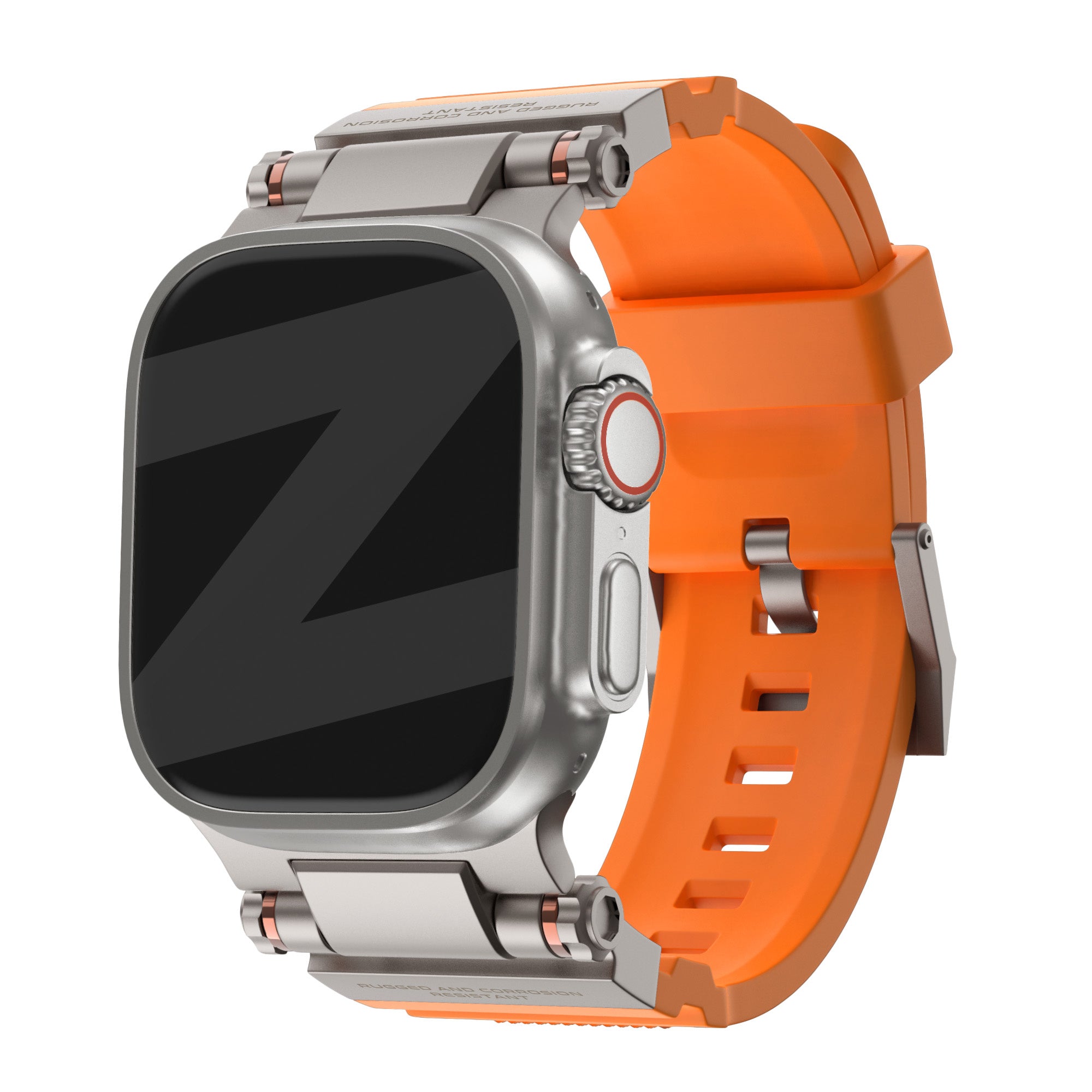 Bandz Apple Watch Silikonarmband 'Explorer' (Orange mit Titan)