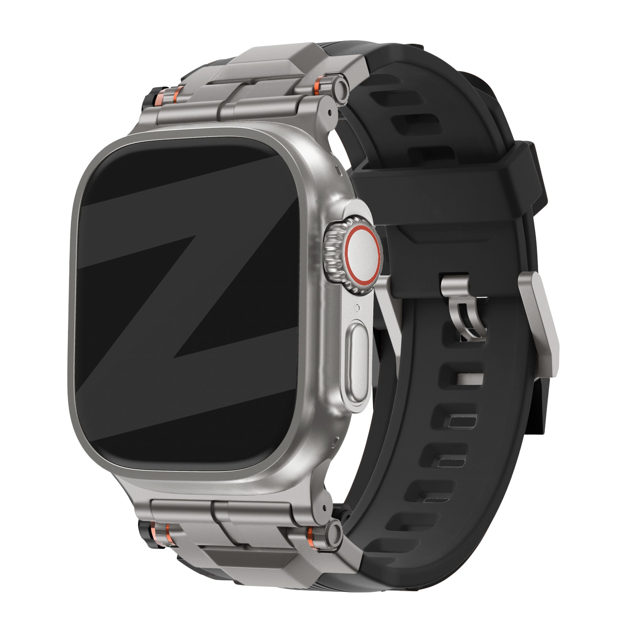 Bandz Apple Watch Armband aus Flüssigsilikon 'Explorer' (Schwarz mit Titan)