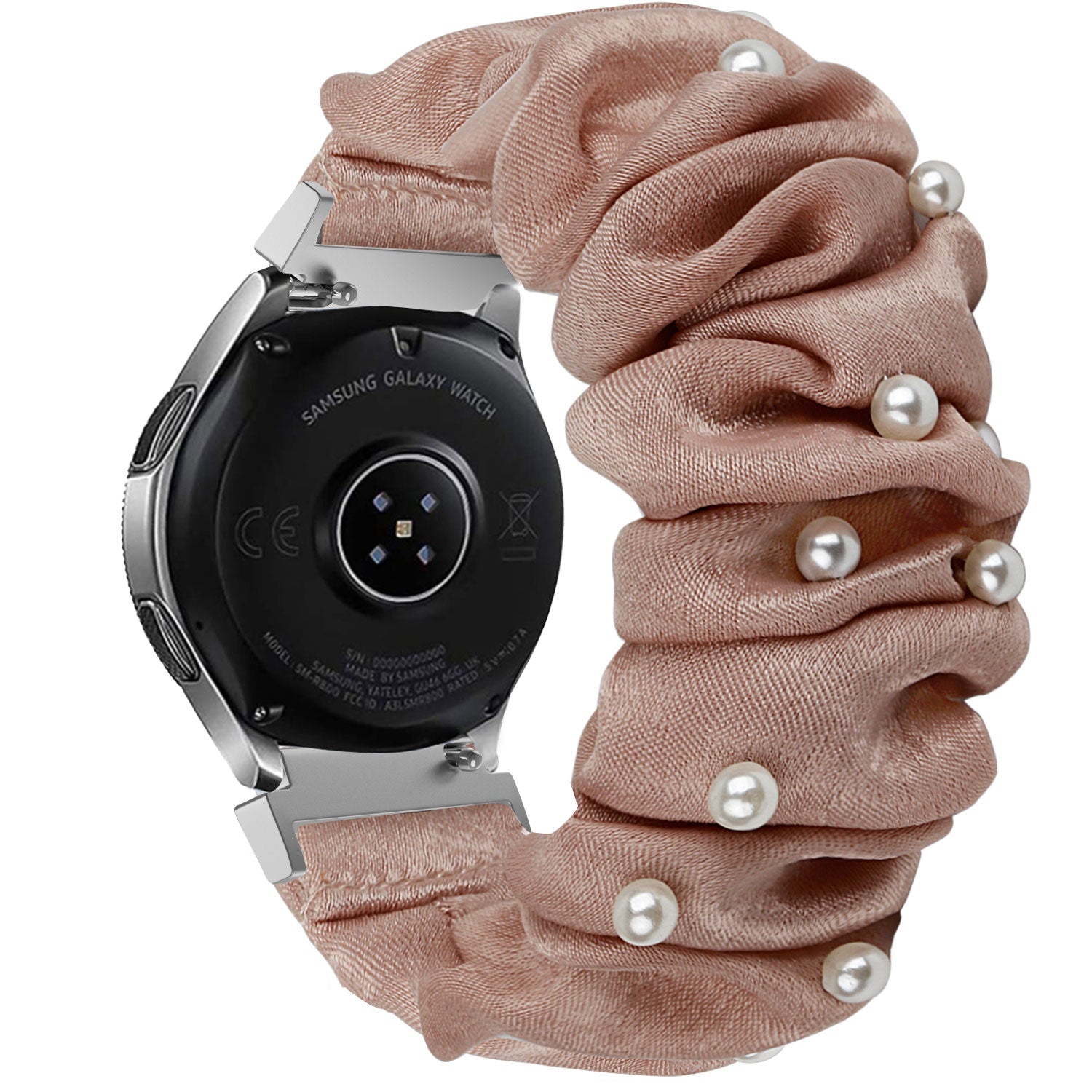 Samsung Galaxy Watch 5 40mm Scrunchie Strap (Beige with Pearls)