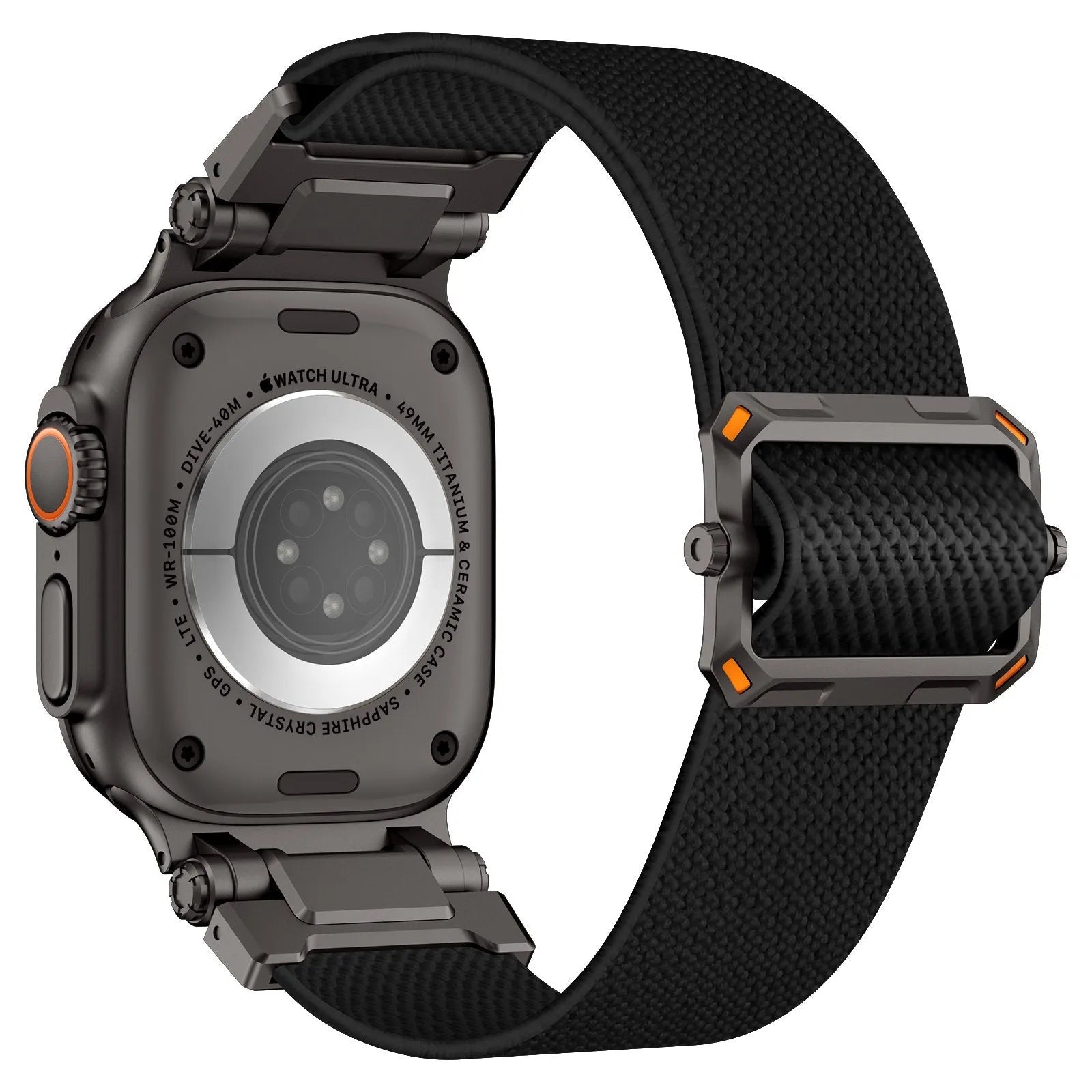 Apple Watch 'Explorer' Polyester Armband (Schwarz mit Schwarz)