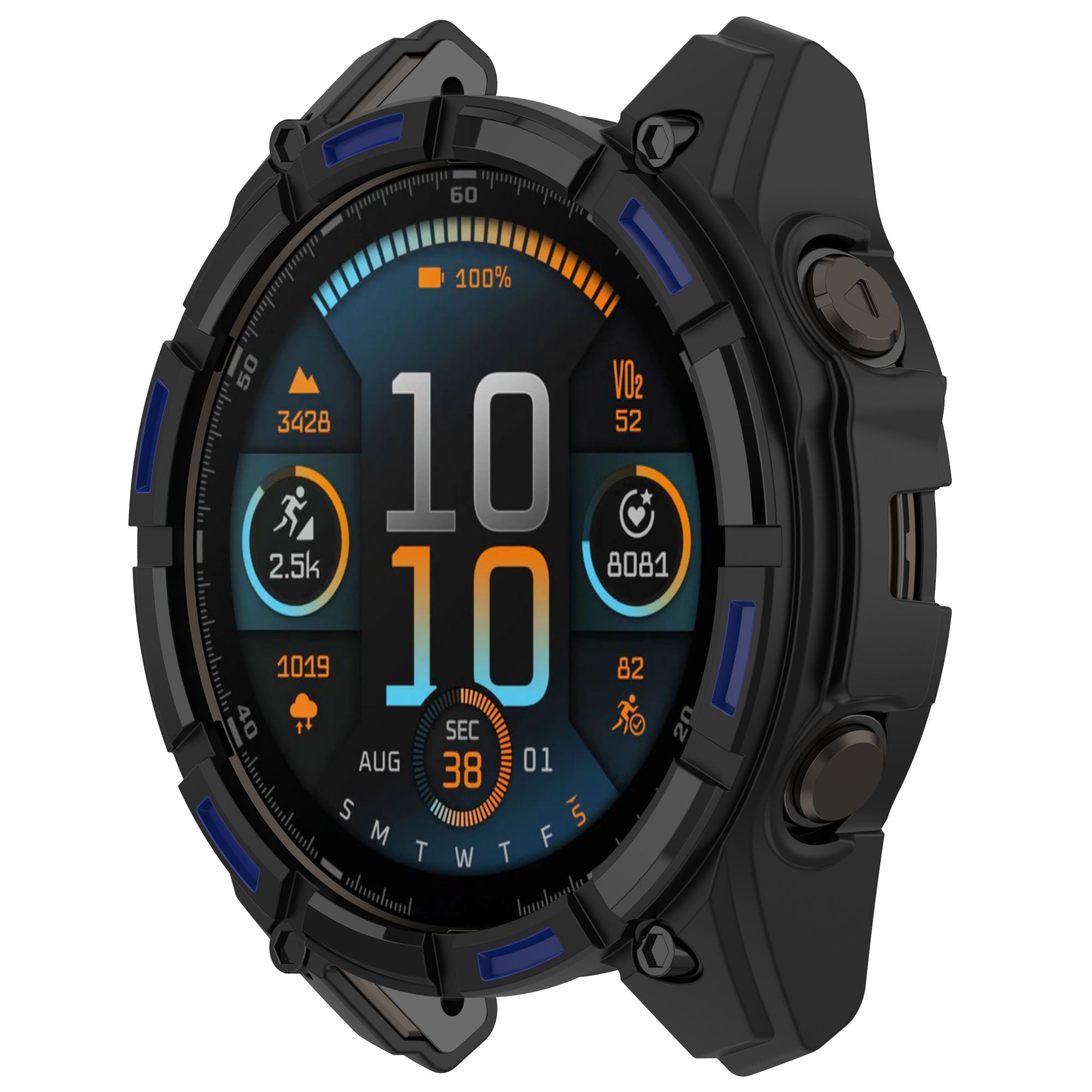 Garmin Quatix 8 - 51mm Robuste TPU-Hülle (Schwarz/Blau)