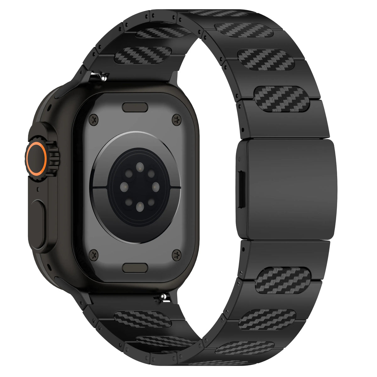 Apple Watch Ultra Raffiniert Stahl-Hybridarmband (Schwarz/Karbon)