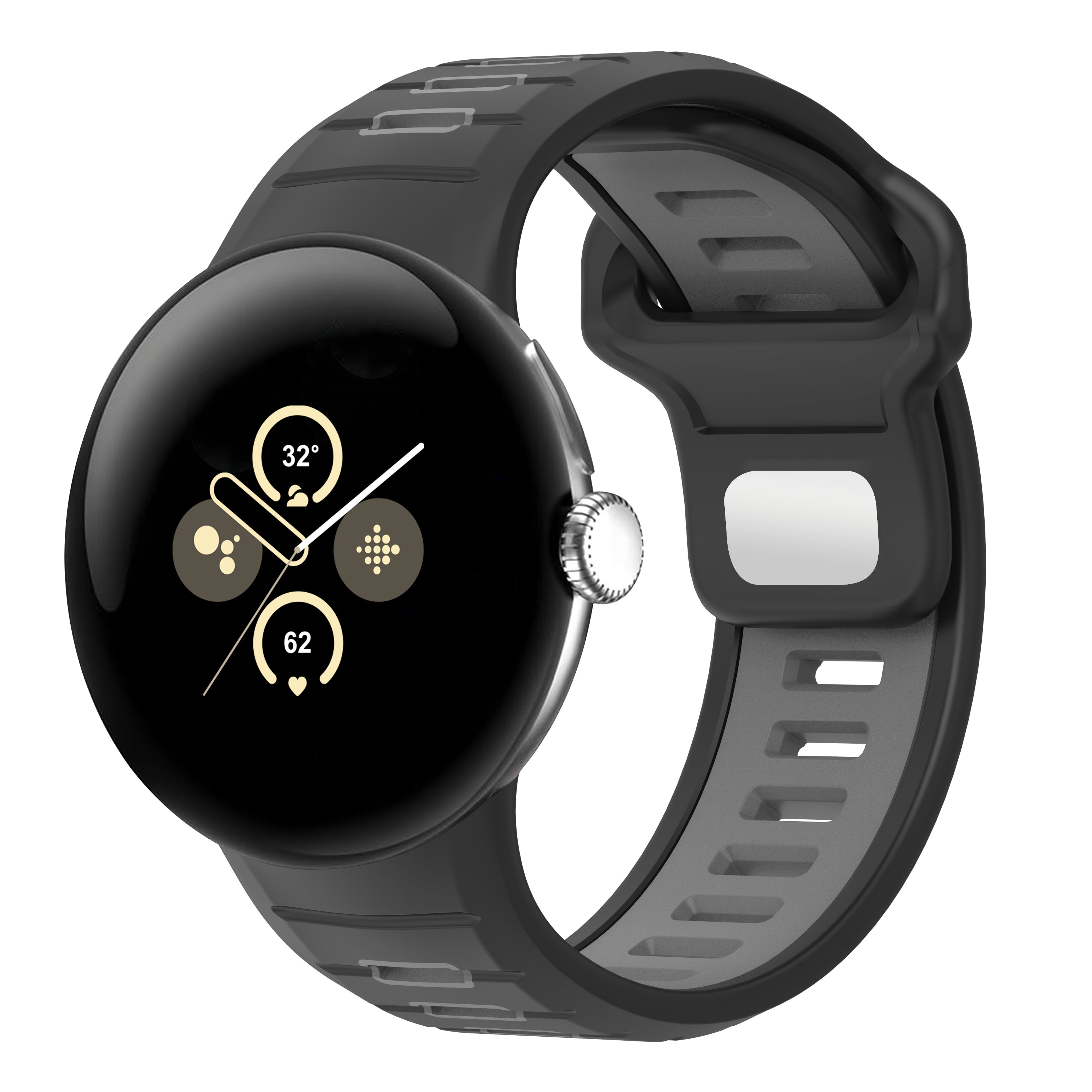 Google Pixel Watch 4 - 45mm Duo Sportarmband (Schwarz/Grau)