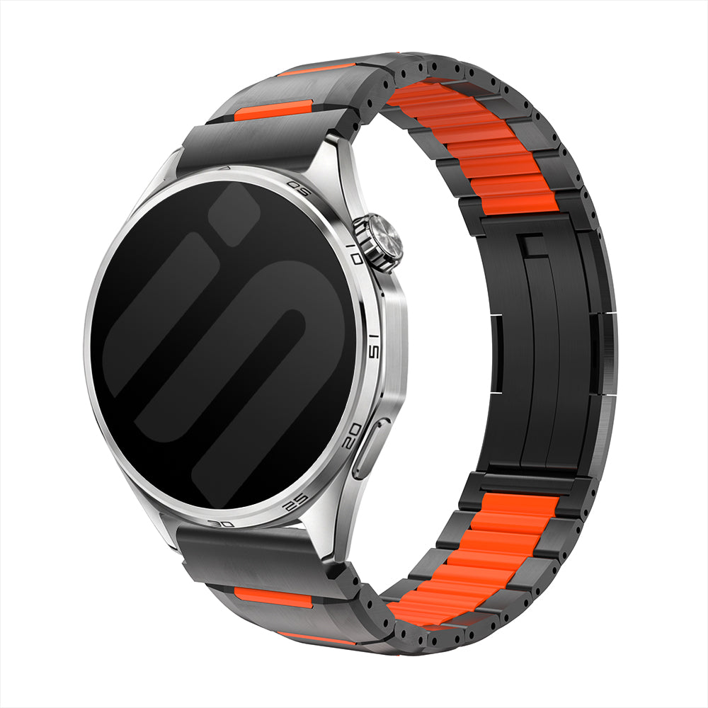 Gard Pro Health Smartwatch 2+ 'One Push' Steel Hybrid Strap (Black/Orange)