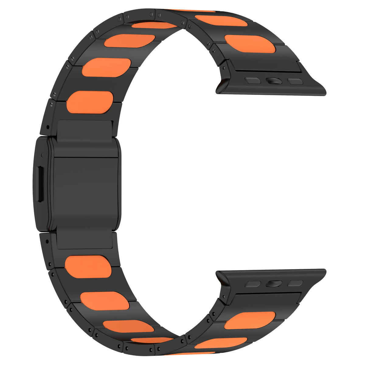Apple Watch Ultra Raffiniert Stahl-Hybridarmband (Schwarz/Orange)