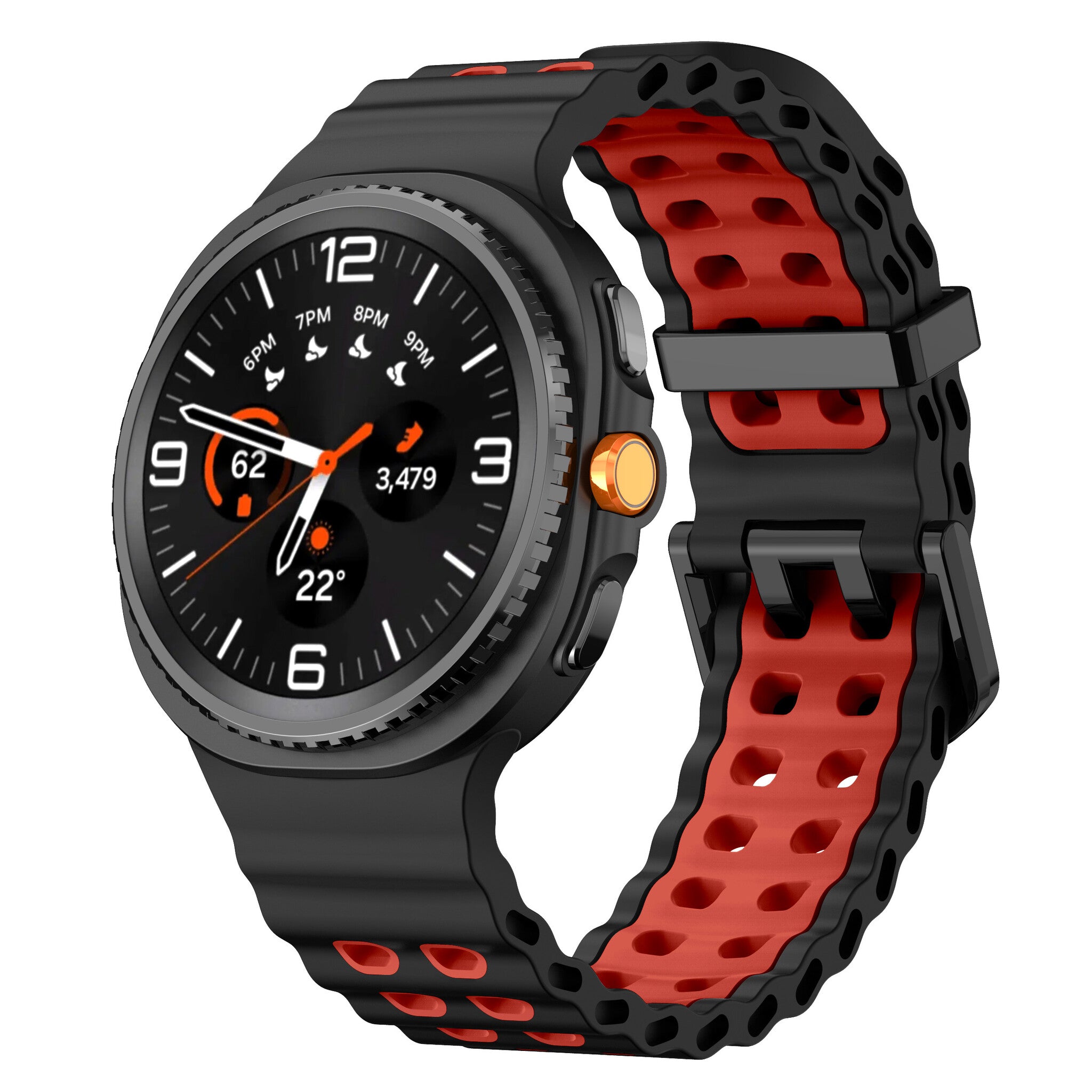 Samsung Galaxy Watch 8 - 44mm Ocean Armband (Schwarz/Rot)