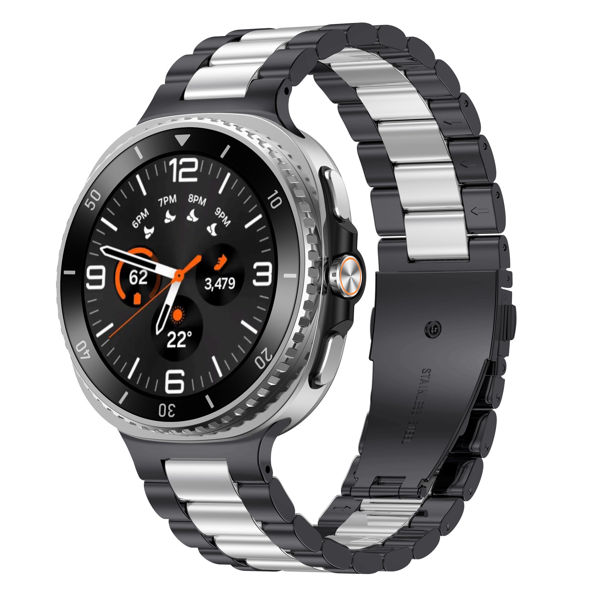 Samsung Galaxy Watch 8 Classic Steel Strap (Black/Silver)