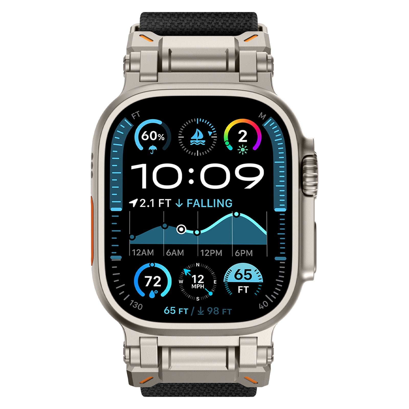 Apple Watch 'Explorer' Polyester Armband (Schwarz mit Titan)