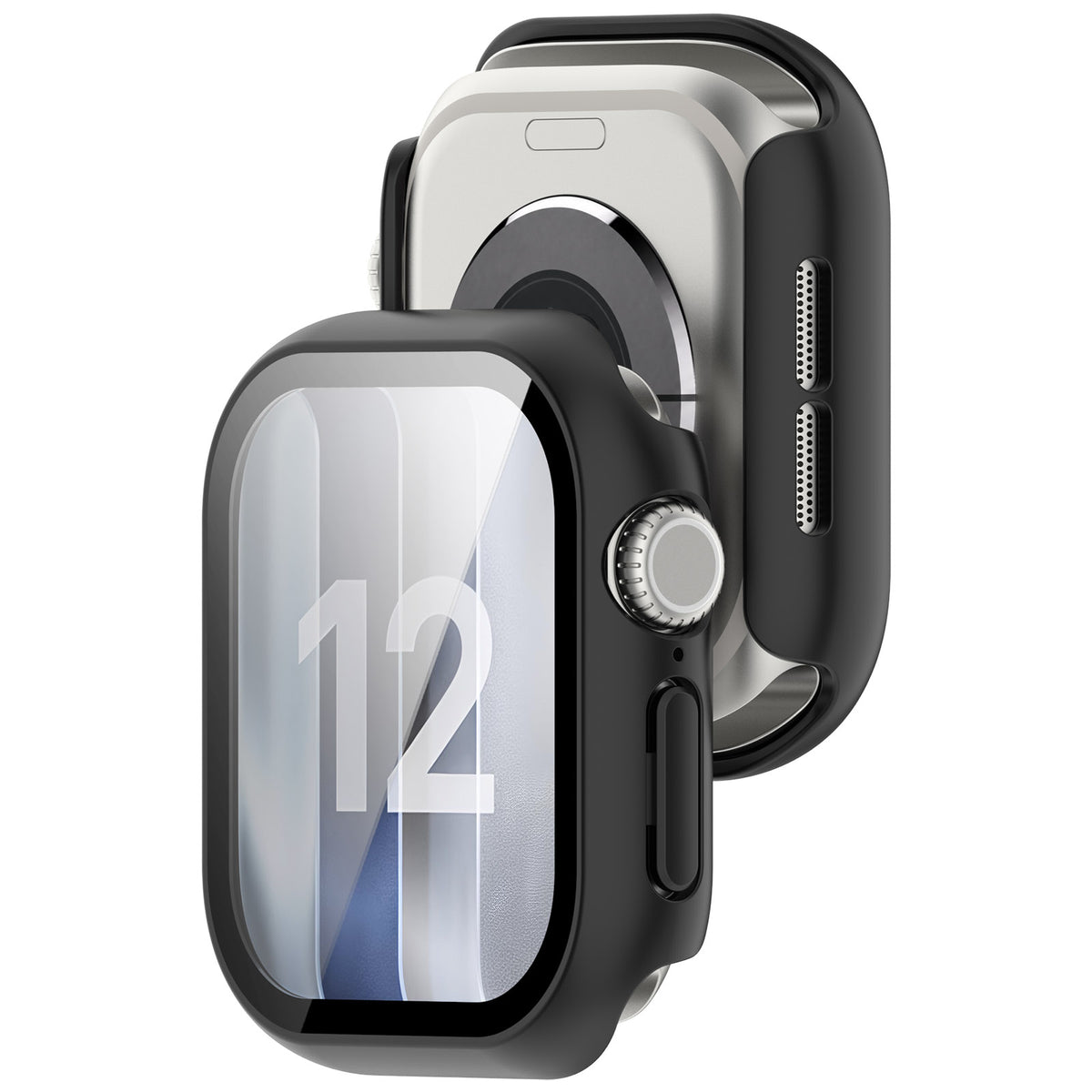 Apple Watch 12 - 46mm Hartschalenhülle mit Glas (Schwarz)