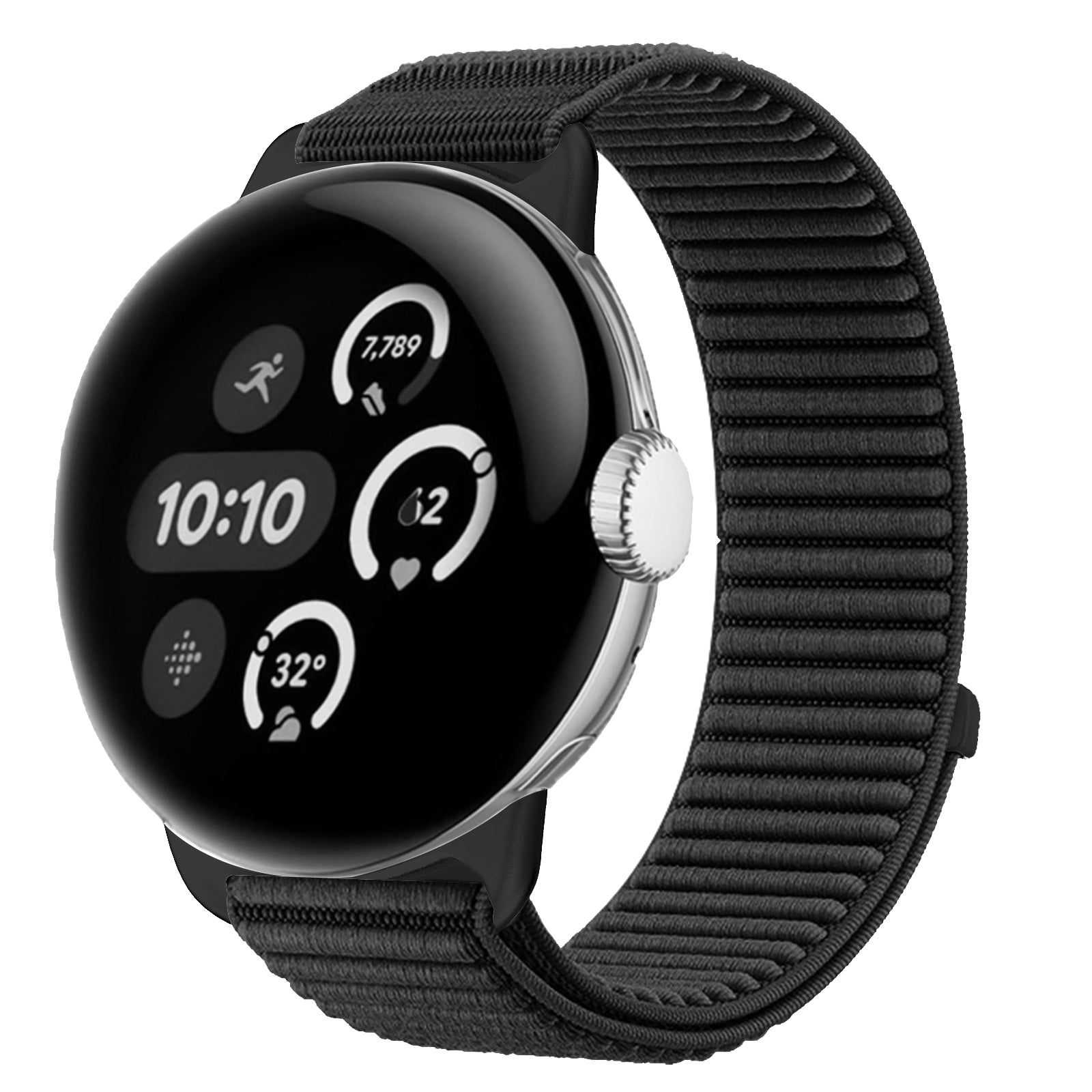 Google Pixel Watch 3 - 41mm Wave Nylonarmband (Schwarz)