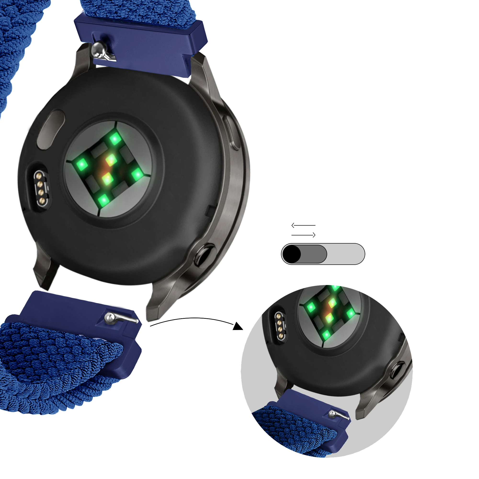 Bandz Garmin Forerunner 255s Verstellbares Geflochtenes Armband (Blau)