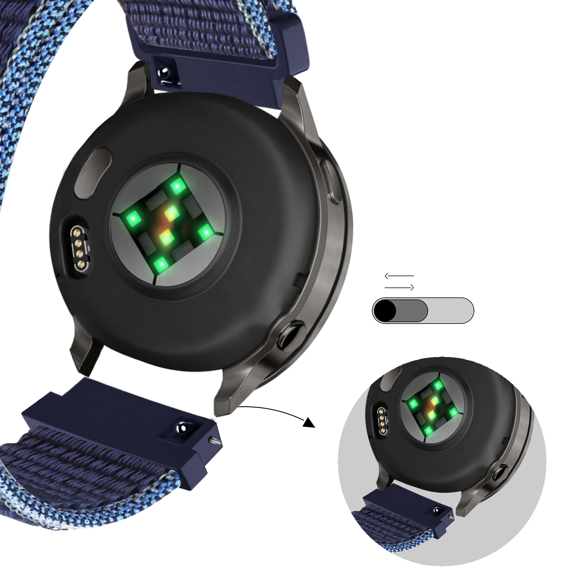 Bandz Garmin Venu 4 - 45mm Nylon Loop Strap (Dark Blue Mix)