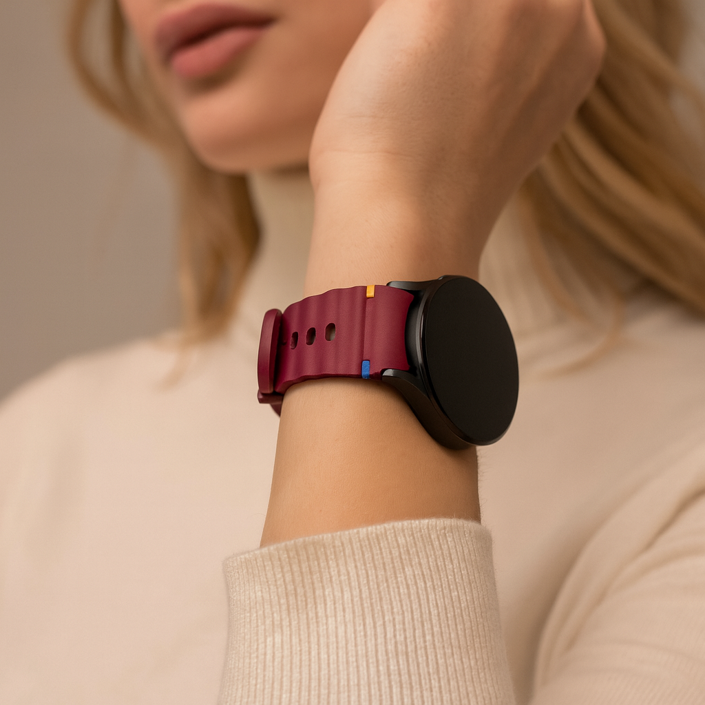 Samsung Galaxy Watch 4 Classic 42 mm mit wellenförmigem Armband (Weinrot)