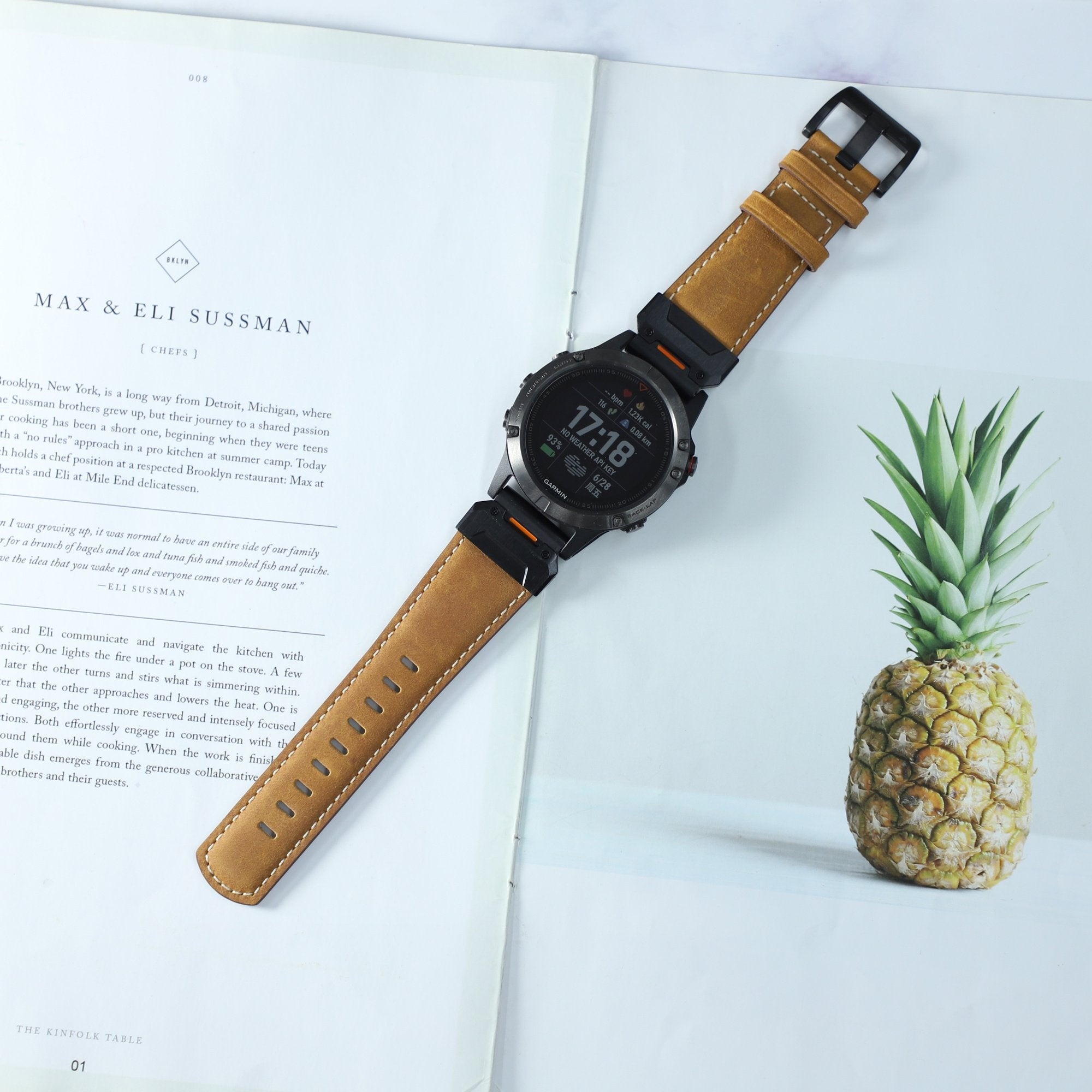 Garmin Approach S60 Echtes Lederarmband (Braun)