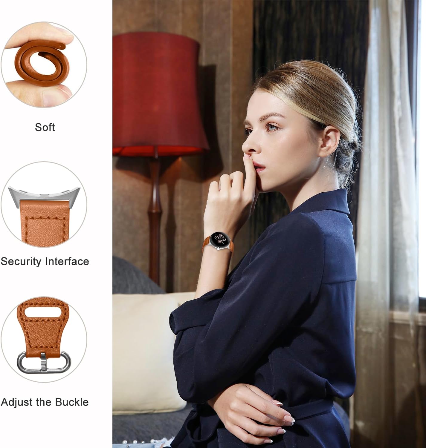 Google Pixel Watch 3 - 41mm Leder Schnallenarmband (Braun)