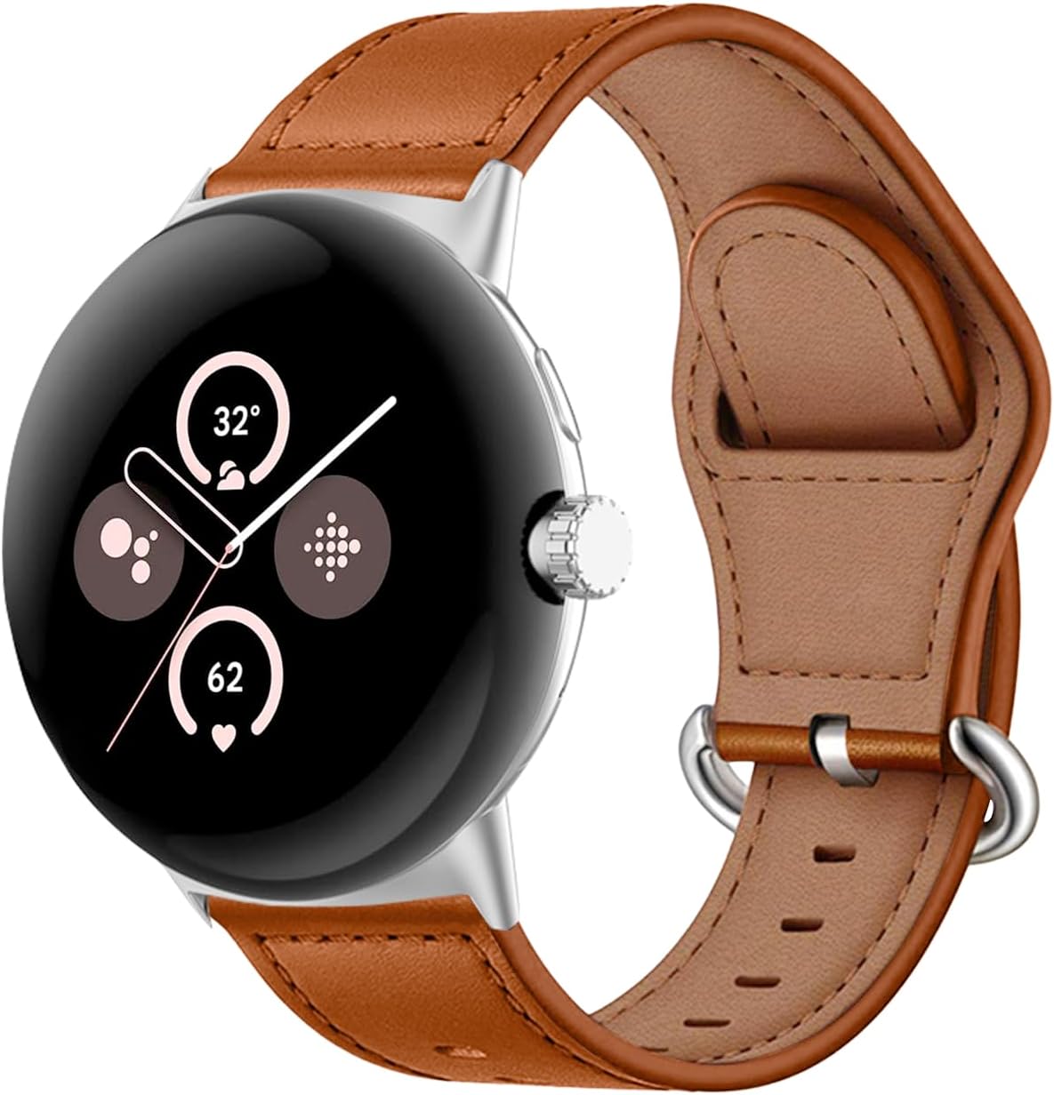 Google Pixel Watch 4 - 41mm Leather Buckle Strap (Brown)