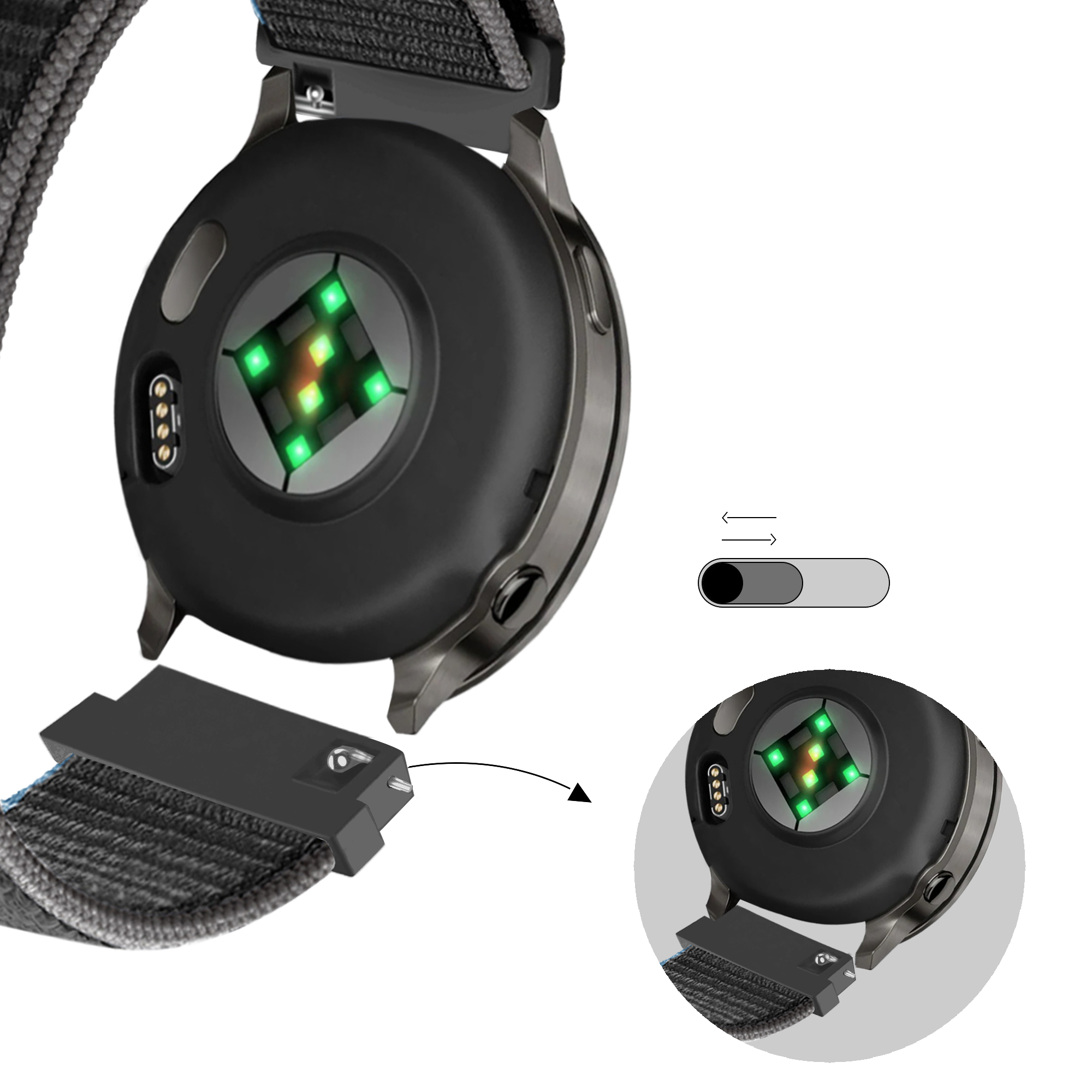 Bandz Garmin D2 Air X15 Nylon Loop Armband (Anthrazit)