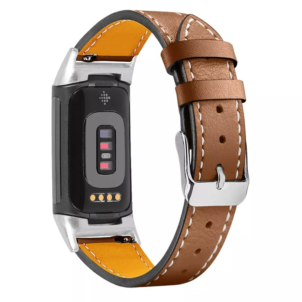 Fitbit Charge 6 Modern Leather Strap (Brown)