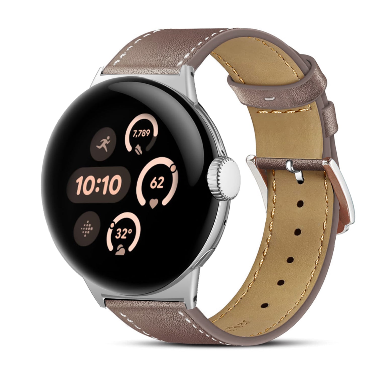 Google Pixel Watch 3 - 45mm Modernes Lederarmband (Coco)