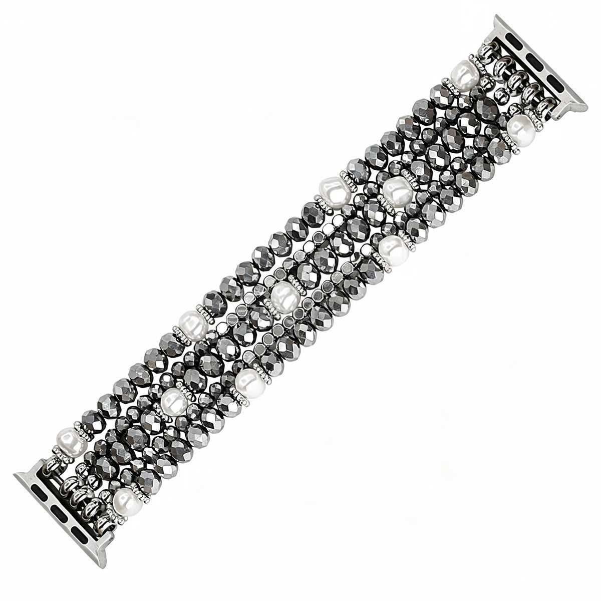 Metal Beaded Crystal Strap, silver