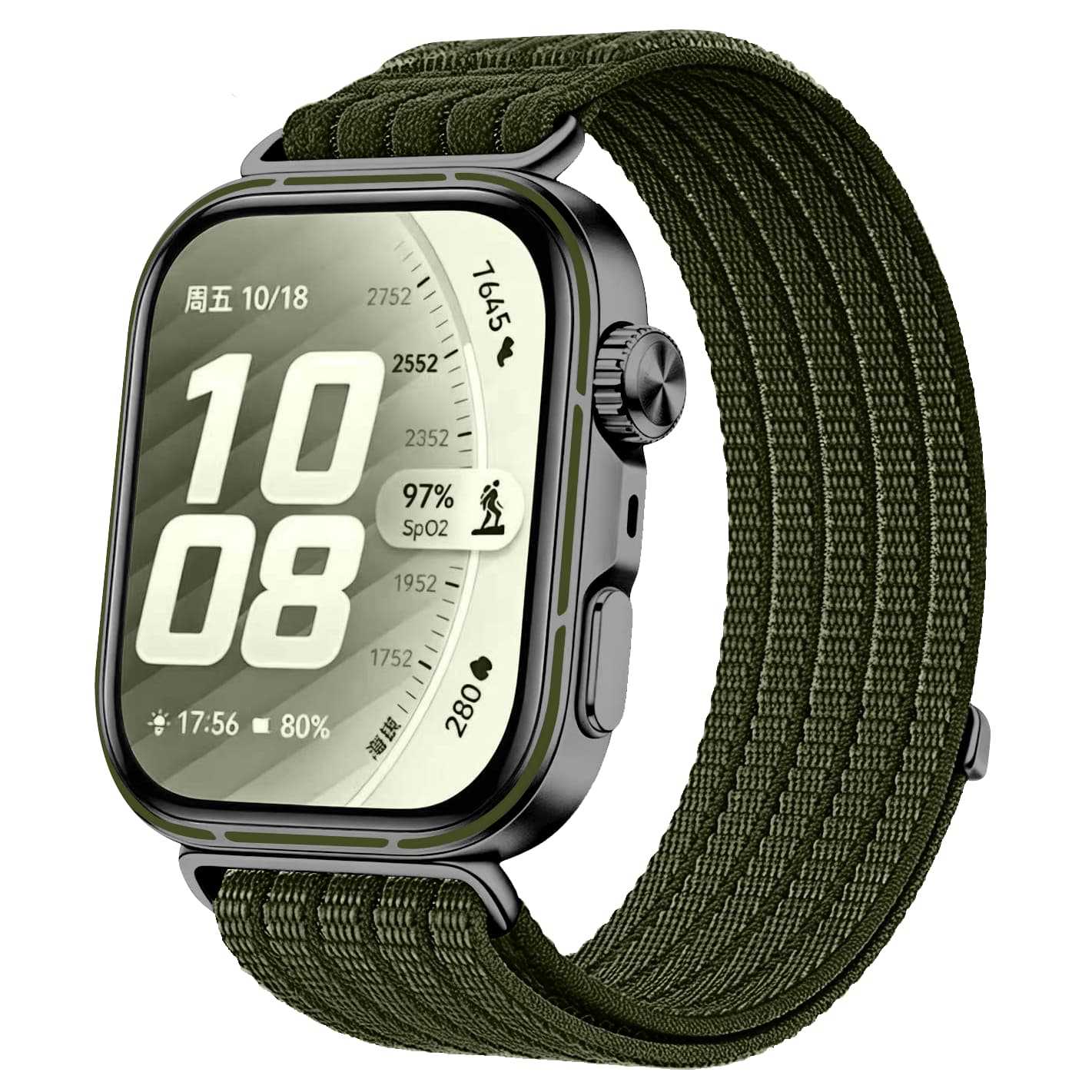 Huawei Watch Fit 5 Pro Ultradünnes Nylonband (Dunkelgrün)