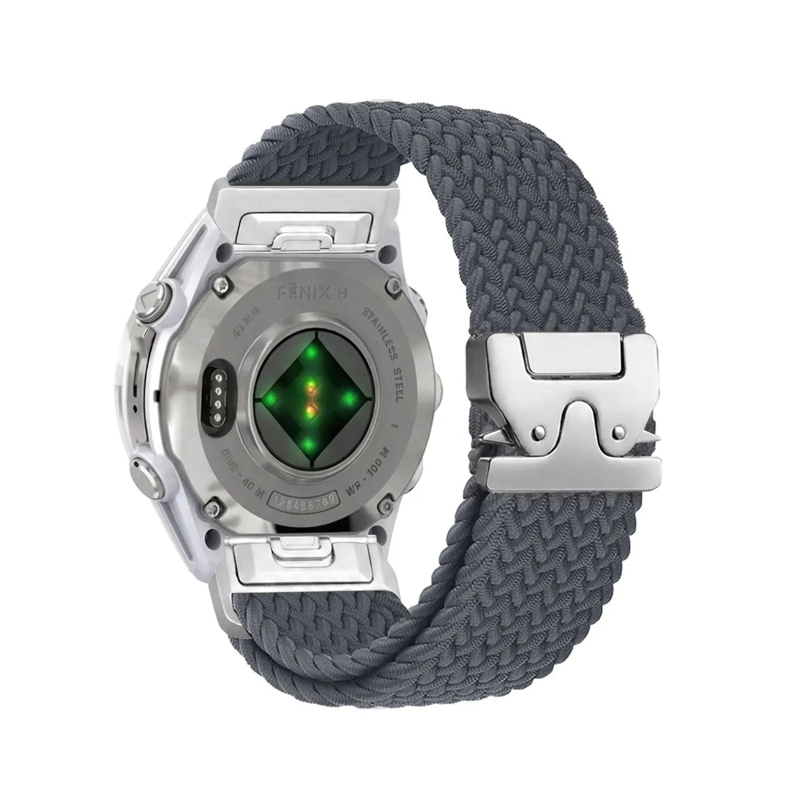 Garmin Quatix 8 Pro - 47mm Geflochtenes Armband mit P-Schnalle (Dunkelgrau mit Silber)
