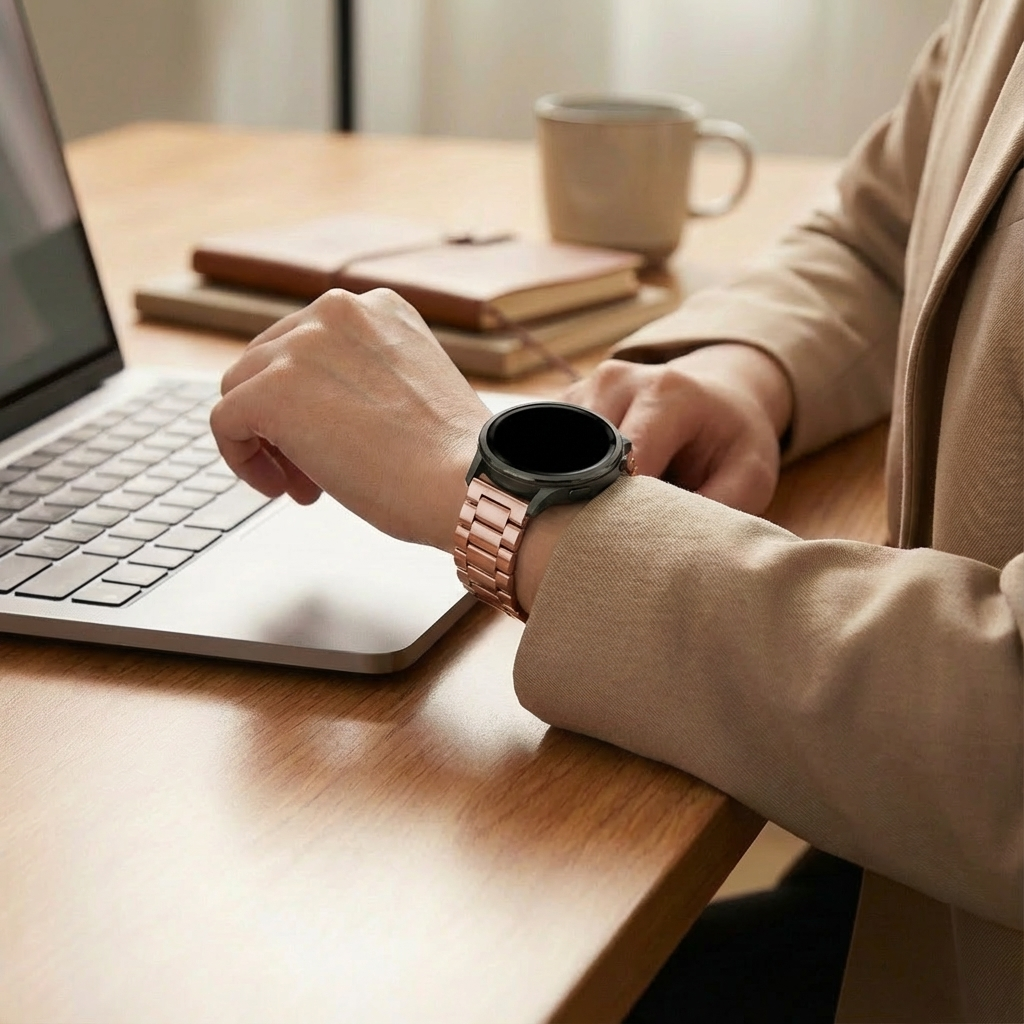 Bandz Garmin Vivomove Trend Steel Strap 'Classic' (Pink)