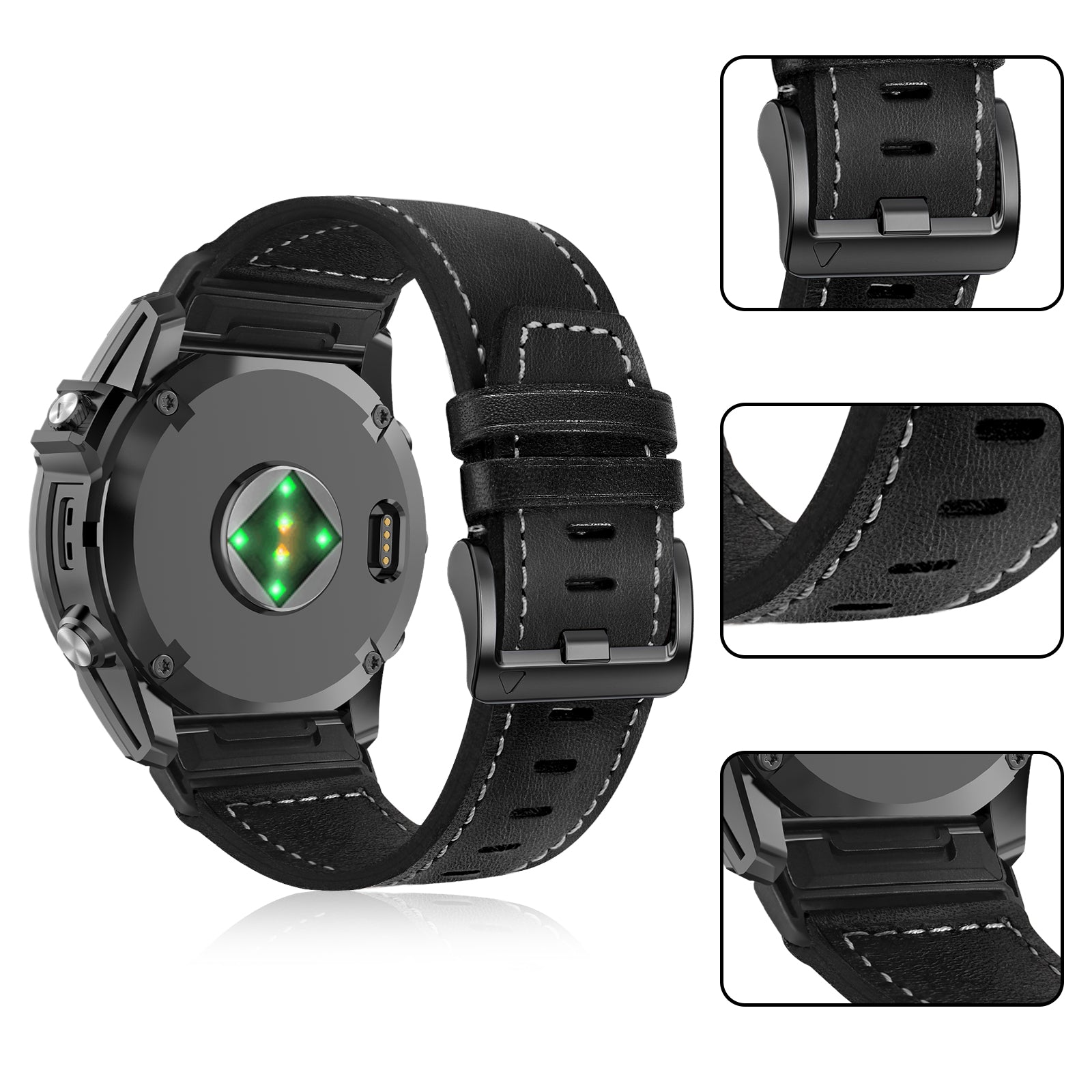 Garmin Fenix 8 - 51mm Premium Lederarmband (Schwarz)