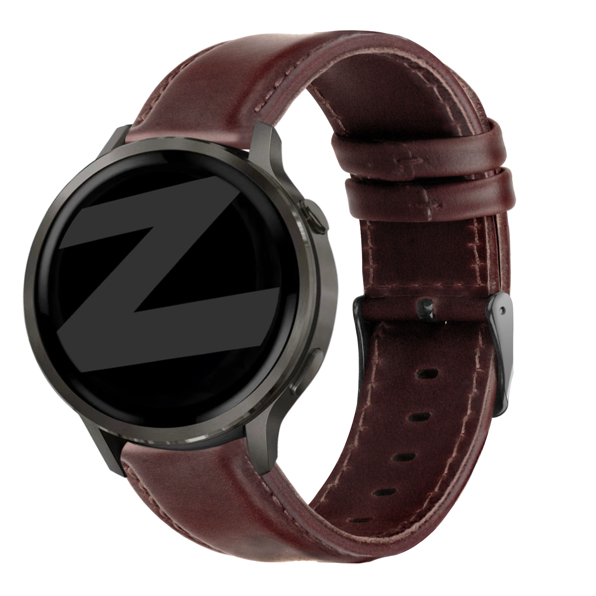 Bandz Garmin Vivoactive 3 Leather Strap 'Classic' (Dark Brown)