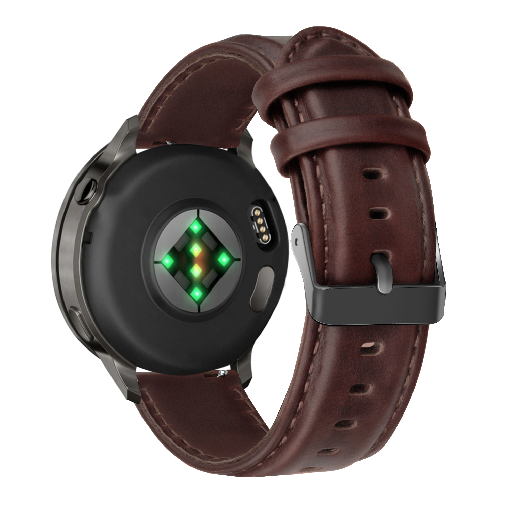 Bandz Garmin Vivoactive 3 Leather Strap 'Classic' (Dark Brown)