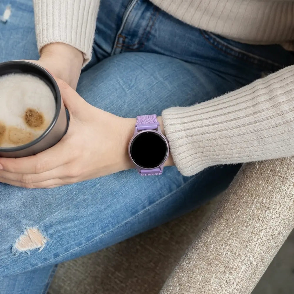 Bandz Samsung Galaxy Watch Active geflochtenes Nylonarmband (Lila)