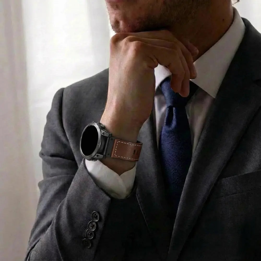 Garmin Instinct 3 - 50mm Premium Lederarmband (Dunkelbraun)