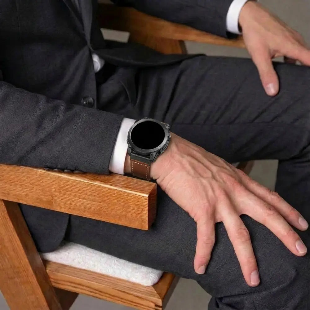 Garmin Instinct 3 - 50mm Premium Lederarmband (Dunkelbraun)