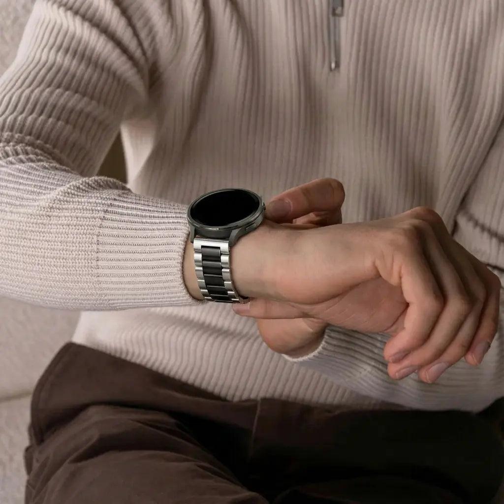 Bandz Garmin Forerunner 55 Stahlarmband 'Classic' (Silber/Schwarz)