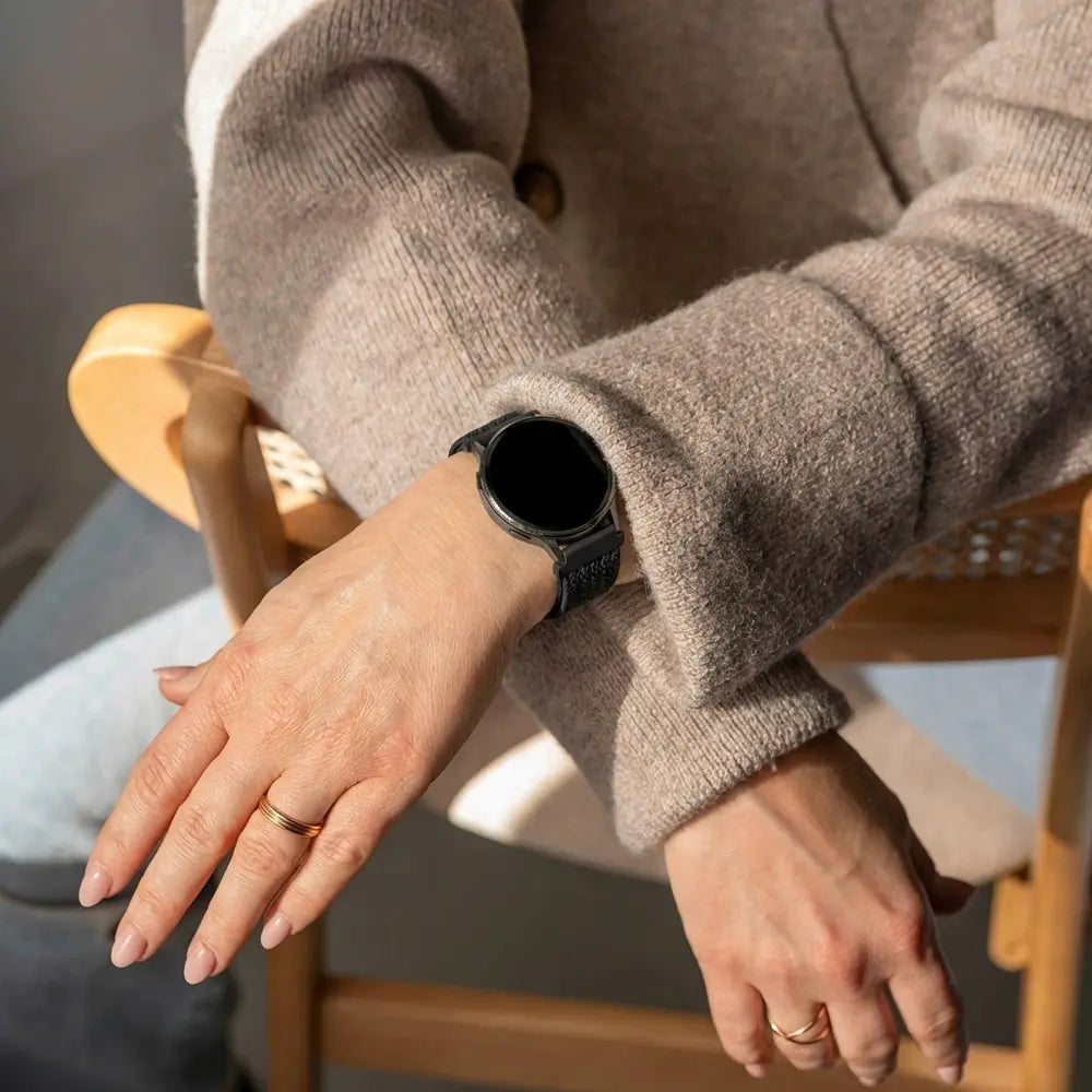 Bandz Amazfit Active 3 Premium Vintage Nylonarmband (Schwarz)