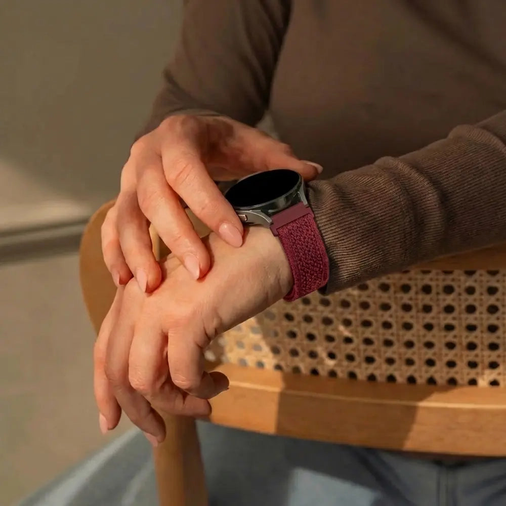 Pebble Round 2 - 20mm Vintage Nylonarmband (Wrinrot)