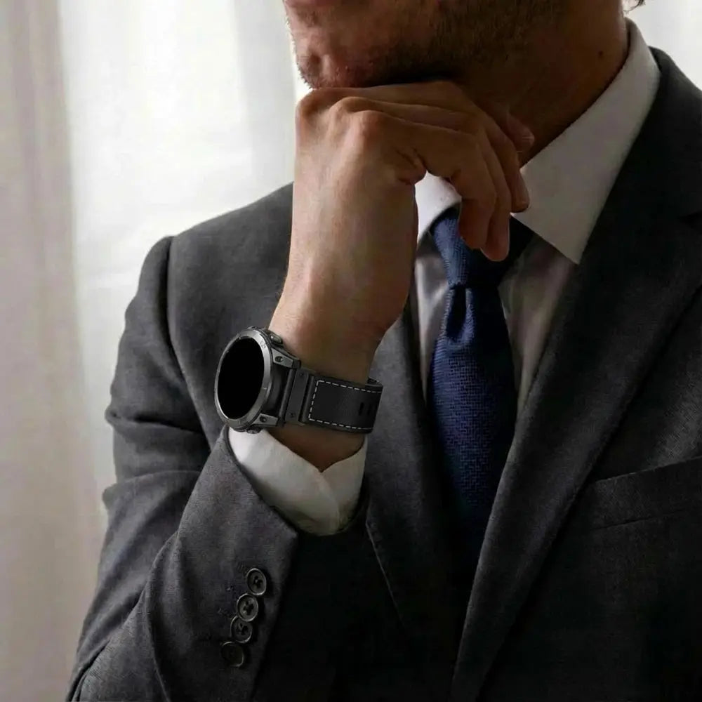 Garmin Instinct 3 - 50mm Premium Leather Strap (Black)