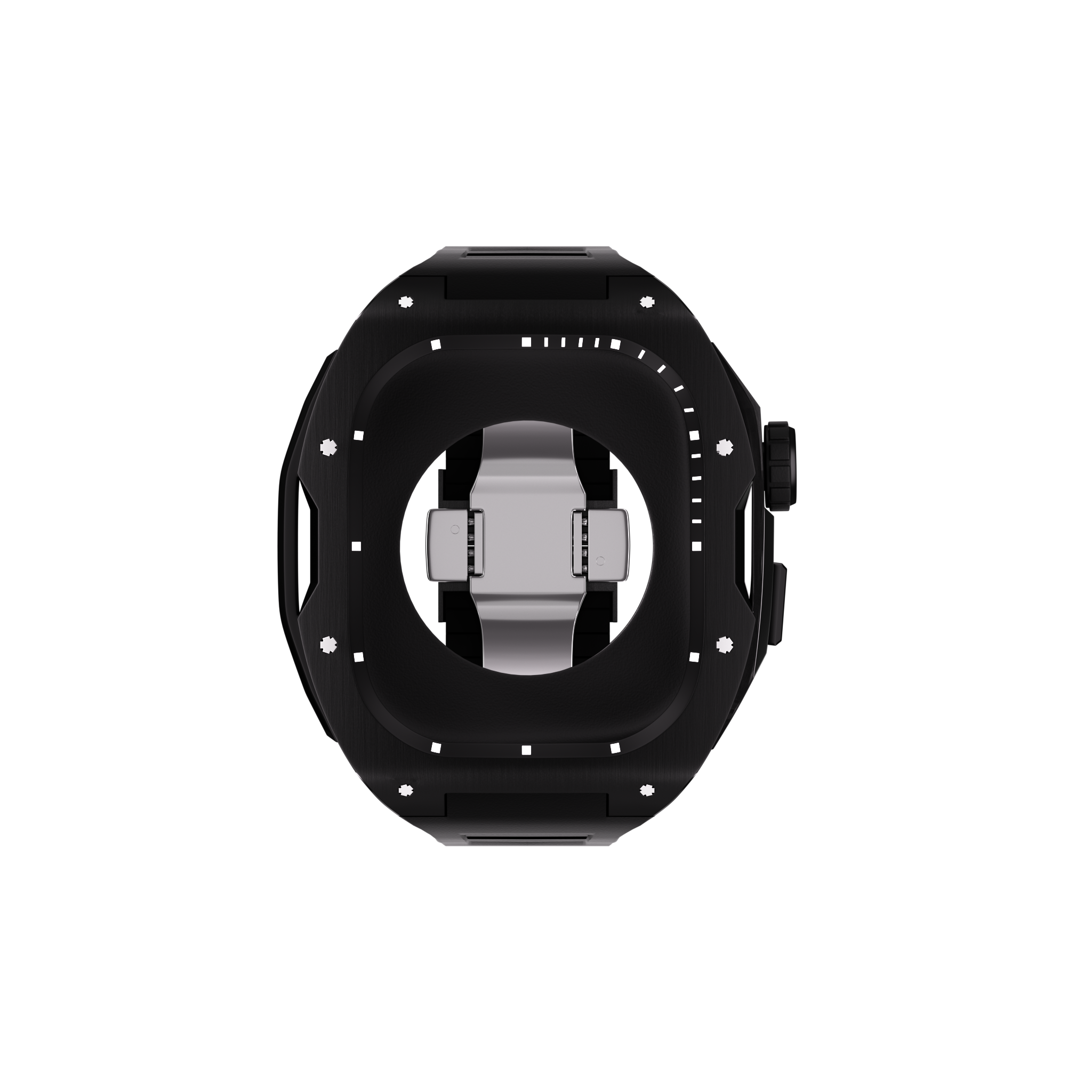 Reqior Apple Watch 45mm Hülle mit integriertem Gummi-Armband (Schwarz)