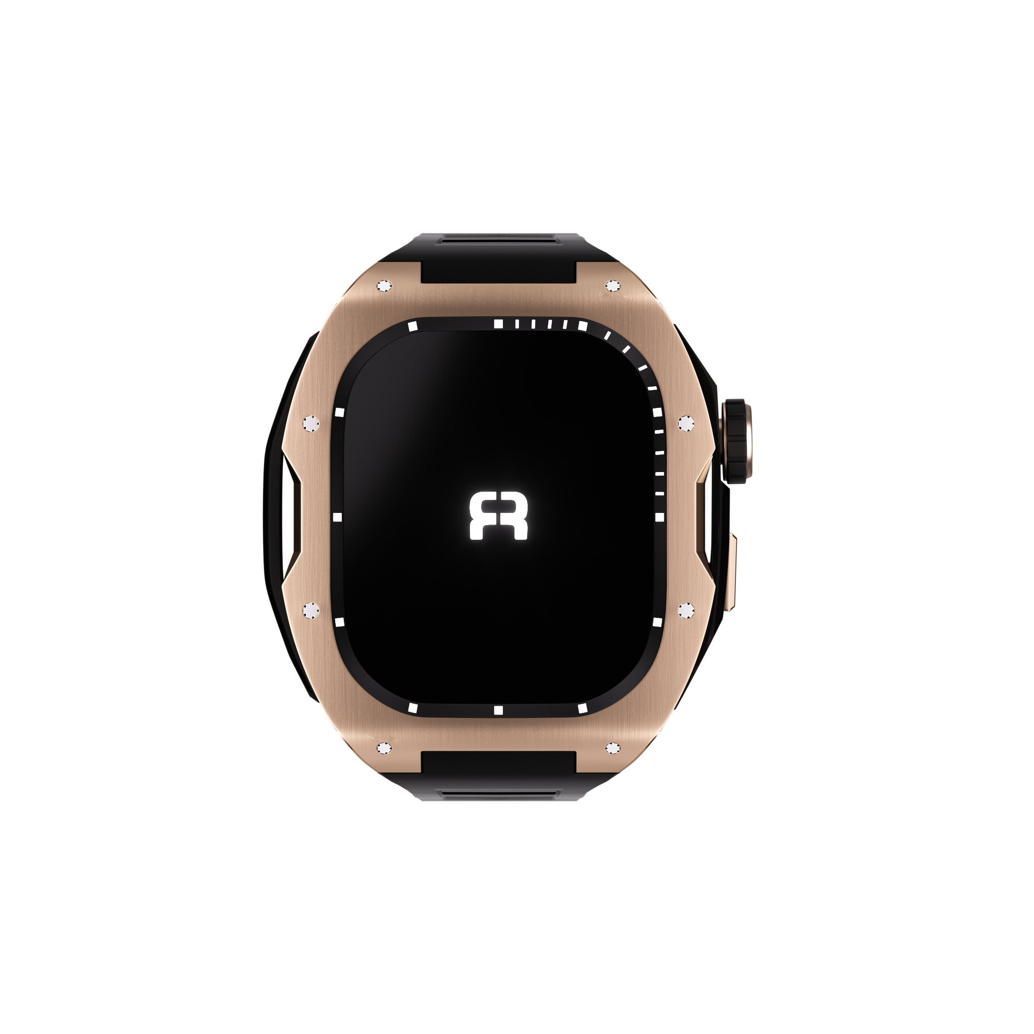 Reqior Apple Watch 45mm Case with Rubber Strap (Rose Gold/Black)