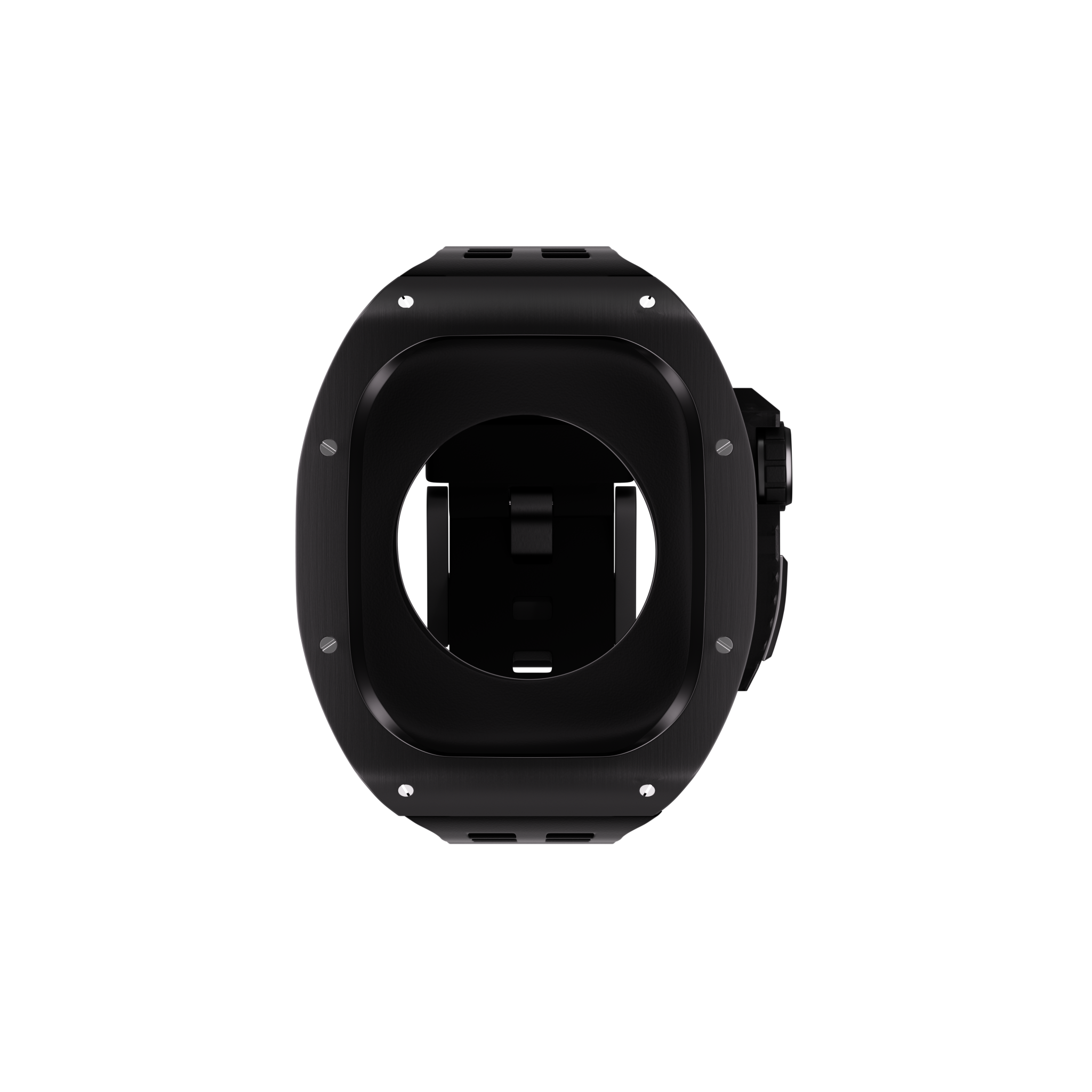 Reqior Apple Watch 45mm Polymer and Metal Hülle mit integriertem Gummi-Armband (Schwarz)
