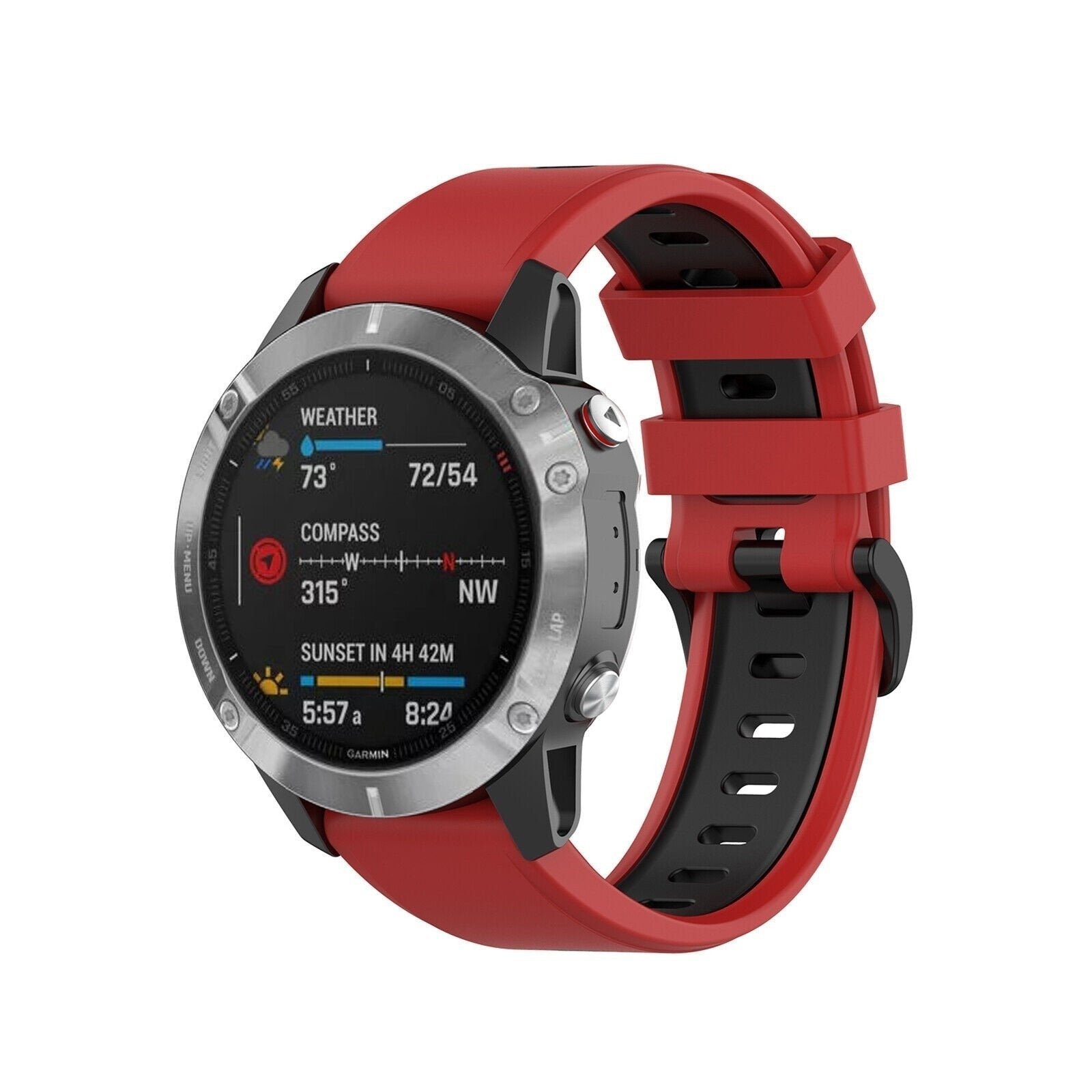 Garmin Tactix 8 - 51mm Schnalle Sport Amrband (Rot/Schwarz)