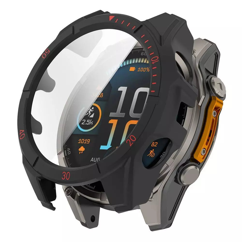 Garmin Fenix 8 - 51mm SOLAR Hartschale mit Glass (Schwarz/Rot)